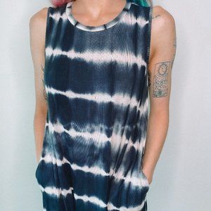 Crescent Blue and White TyeDye Dress